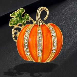Halloween Pumpkin Rhinestone Brooch Pin Fall Accessory Sparkling Pumpkin Corsage